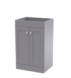 Hudson Reed Classique Components Floor Standing 2-Door Vanity Unit, Stylish Single Vanity Unit With Soft Close Doors, Satin Grey - thumbnail 1