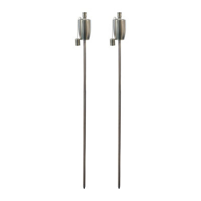 Harbour Housewares 146Cm Metal Garden Torches - Barrel - Set Of 2 Silver Outdoor Lighting Oil Fuel Lamp Candle Flame Lantern - image 1