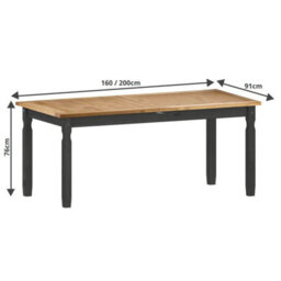 Mercers Furniture Corona Charcoal Large Extending Table & 6 Chairs Set Dark Grey Solid Wood Mexican Pine Wooden - thumbnail 5