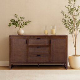 Teamson Home Hatteras Wooden Sideboard 3 Drawers 2 Doors, Walnut - thumbnail 3