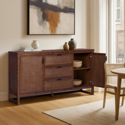 Teamson Home Hatteras Wooden Sideboard 3 Drawers 2 Doors, Walnut
