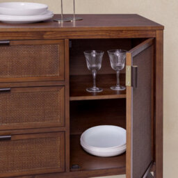 Teamson Home Hatteras Wooden Sideboard 3 Drawers 2 Doors, Walnut - thumbnail 4