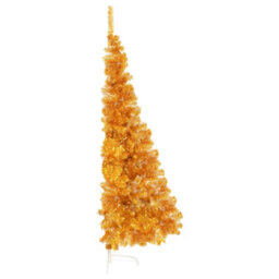 Berkfield Artificial Half Christmas Tree With Stand Gold 240 Cm Pvc - thumbnail 4