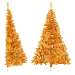 Berkfield Artificial Half Christmas Tree With Stand Gold 240 Cm Pvc - thumbnail 2