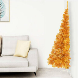 Berkfield Artificial Half Christmas Tree With Stand Gold 240 Cm Pvc - thumbnail 1