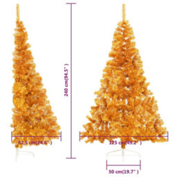 Berkfield Artificial Half Christmas Tree With Stand Gold 240 Cm Pvc - thumbnail 8