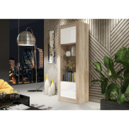 Display Cabinet Illume 170Cm - Oak & White Gloss Doors - thumbnail 2