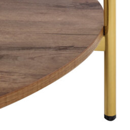 Beliani Gold Glass Top Round Coffee Table With Dark Wood-Knot Shelf 80Cm - thumbnail 4