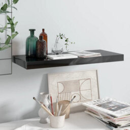Vidaxl Floating Wall Shelf High Gloss Black 60X23.5X3.8 Cm Mdf - thumbnail 2