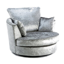 Furnishings For Less UK Crystal Crushed Velvet Fabric Fabric Swivel Chair 360 Rotation Silver - thumbnail 1