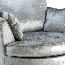 Furnishings For Less UK Crystal Crushed Velvet Fabric Fabric Swivel Chair 360 Rotation Silver - thumbnail 2