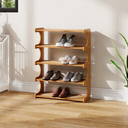 5 Tiers Bamboo Shoe Rack Footwear Organiser Wooden Storage Shelves Stand - thumbnail 5