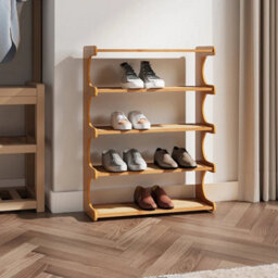 5 Tiers Bamboo Shoe Rack Footwear Organiser Wooden Storage Shelves Stand - thumbnail 3