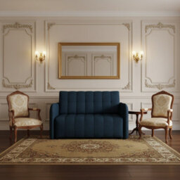 Viva Grand Ii Upholstered Living Room Sofa Bed With Wooden Legs Wave Spring Frame Bedding Storage 85X125X98Cm Blue - thumbnail 1