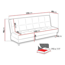 Enduro Xi Living Room Sofa Bed With Click Clack Sleeping Function Storage Wooden Frame 195X90X85Cm Graphite - thumbnail 6