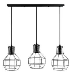 3 Light Pendant Light Height Adjustable, E27 Ceiling Lights Metal Square Plate Hanging Lights For Living Room, Coffee Shop - thumbnail 1
