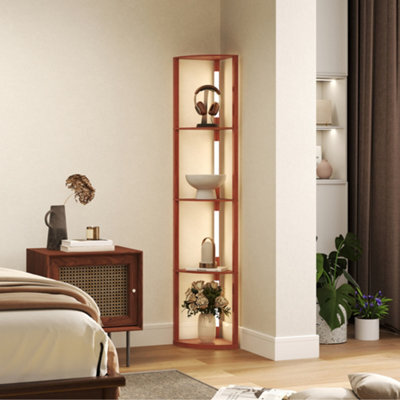Homcom Corner Floor Lamp With Dimmable Warm White Led Light, Brown - image 1