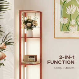 Homcom Corner Floor Lamp With Dimmable Warm White Led Light, Brown - thumbnail 8