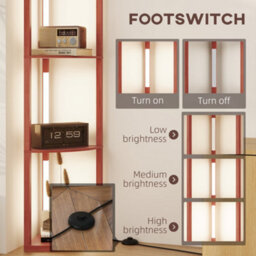 Homcom Corner Floor Lamp With Dimmable Warm White Led Light, Brown - thumbnail 7