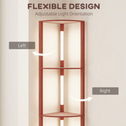 Homcom Corner Floor Lamp With Dimmable Warm White Led Light, Brown - thumbnail 6