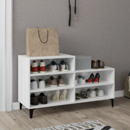 Walplus Shoe Cabinet High Gloss White 102X36X60 Cm Engineered Wood - thumbnail 1