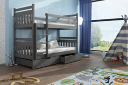 Arte Elegant Graphite Bunk Bed With Storage & Firm Foam Mattresses (H1640mm X W1980mm X D980mm) - thumbnail 1