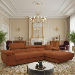 Torezio Mini Corner Sofa Bed With Adjustable Headrests And Storage Box Freestanding Upholstered Back 280X170Cm Orange Right