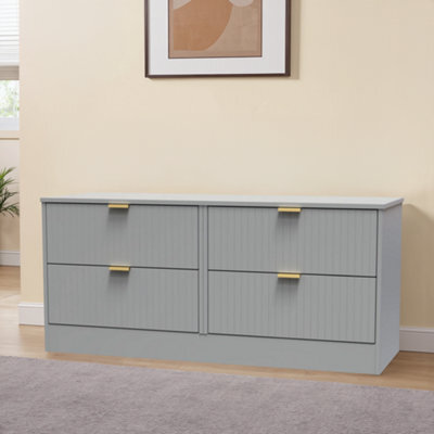 Nashville Ready Assembled Matt Grey No Effect 4 Drawer Wide Chest (H)521mm (W)1146mm (D)395mm - image 1