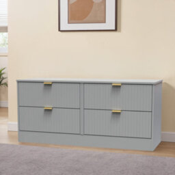 Nashville Ready Assembled Matt Grey No Effect 4 Drawer Wide Chest (H)521mm (W)1146mm (D)395mm - thumbnail 1