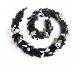 Best Artificial 9Ft Black & Silver Decorated Christmas Garland Bannister Staircase Fireplace