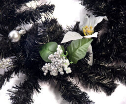 Best Artificial 9Ft Black & Silver Decorated Christmas Garland Bannister Staircase Fireplace - thumbnail 4