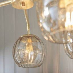 Ceiling Pendant Light - Satin Brass Plate & Champagne Lustre Glass - 5 X 25W E14 - thumbnail 4