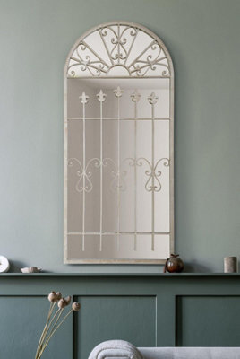 Mirroroutlet The Somerley Extra Large Rustic Framed Arched Gothic Window Style Mirror 140Cm X 65Cm - image 1