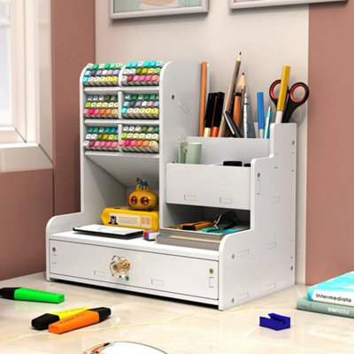 1 Drawer Office Pen Pot Pencil Ruler Holder Desk Organizer Stationary Storage Large - image 1