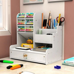 1 Drawer Office Pen Pot Pencil Ruler Holder Desk Organizer Stationary Storage  Large - thumbnail 1