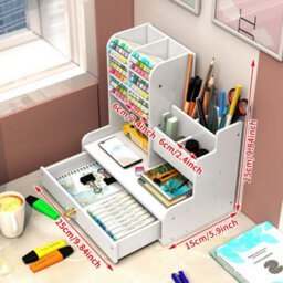 1 Drawer Office Pen Pot Pencil Ruler Holder Desk Organizer Stationary Storage  Large - thumbnail 2