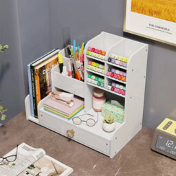 1 Drawer Office Pen Pot Pencil Ruler Holder Desk Organizer Stationary Storage  Large - thumbnail 4