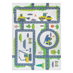 RugsX Bambino 2338 Washing Carpet Excavator, Streets For Children Anti-Slip - White 120X170 Cm - thumbnail 2