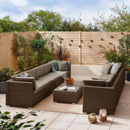 Furniturebox Orlando Brown Rattan Garden Sofa Modular Outdoor Patio Couch Seating, Table & 10 Chairs Garden Corner Sofa Set +Cover - thumbnail 7