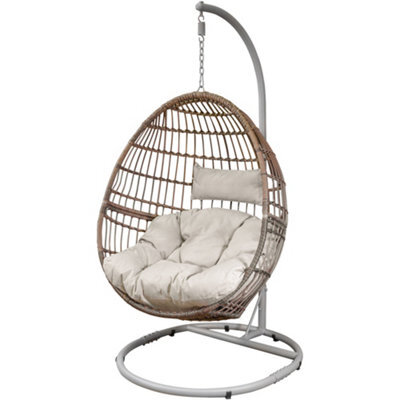 Loops Premium Single Hanging Garden Egg Chair - Wicker Rattan - Outdoor Swing Cocoon - image 1
