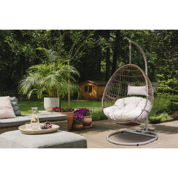 Loops Premium Single Hanging Garden Egg Chair - Wicker Rattan - Outdoor Swing Cocoon - thumbnail 4