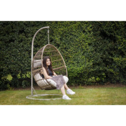 Loops Premium Single Hanging Garden Egg Chair - Wicker Rattan - Outdoor Swing Cocoon - thumbnail 7