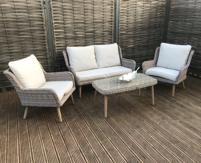 Signature Weave Danielle Wicker 4 Seater Sofa Chairs Coffee Table Cushions Grey - image 1