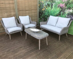 Signature Weave Danielle Wicker 4 Seater Sofa Chairs Coffee Table Cushions Grey - thumbnail 7