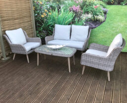 Signature Weave Danielle Wicker 4 Seater Sofa Chairs Coffee Table Cushions Grey - thumbnail 5