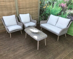 Signature Weave Danielle Wicker 4 Seater Sofa Chairs Coffee Table Cushions Grey - thumbnail 8