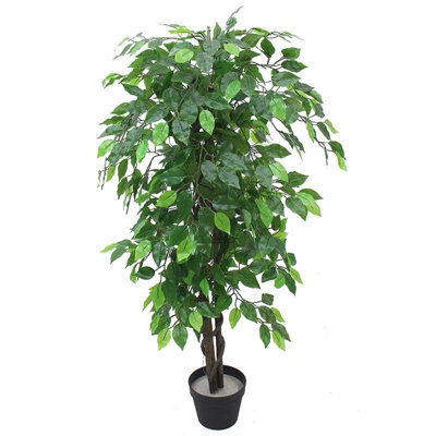 Leaf Artificial Ficus Tree Plant Green Extra Large Bushy Ficus 120Cm 4Ft Realistic Botanik - image 1