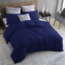 Ameha King Dyed Duvet Cover Set Soft Microfiber 3 Piece Navy Blue Bedding Quilt Cover 230 X 220 Cm With Matching Pillowcase - thumbnail 9