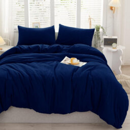 Ameha King Dyed Duvet Cover Set Soft Microfiber 3 Piece Navy Blue Bedding Quilt Cover 230 X 220 Cm With Matching Pillowcase - thumbnail 5