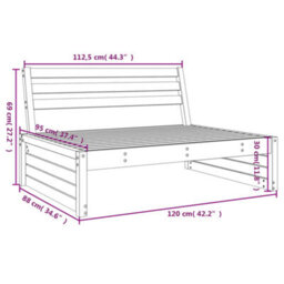 Walplus Outdoor Garden Middle Sofa For Patio Balcony Poolside Furniture 120X80 Cm Solid Wood Pine - Cushion Not Included - thumbnail 6